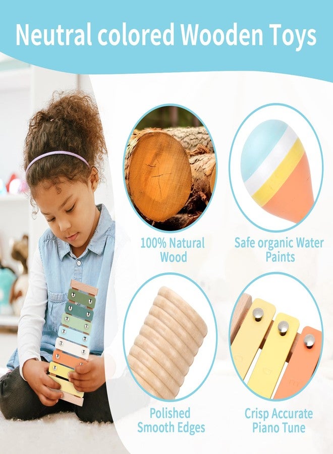 ZJEFUNS Baby Musical Instruments Set Wooden Montessori Toys for Toddlers 1-3 Percussion Instruments Set Modern Boho Music Toys for Kids Preschool Educational. - Image 3